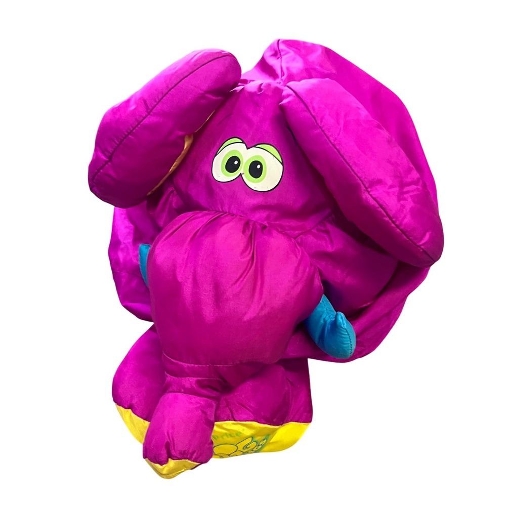 Vintage Fisher-Price Big Things Elephant Magenta Purple Oversized Plush 90s Toy